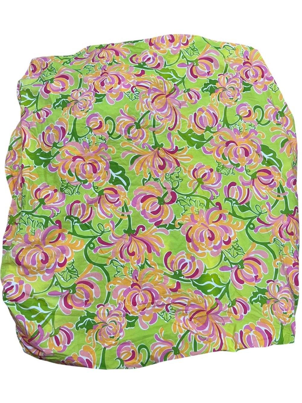 Lilly Pulitzer x Garnet Hill Floral King Size Fitted Sheet Lime Green/Pink - Picture 2 of 7